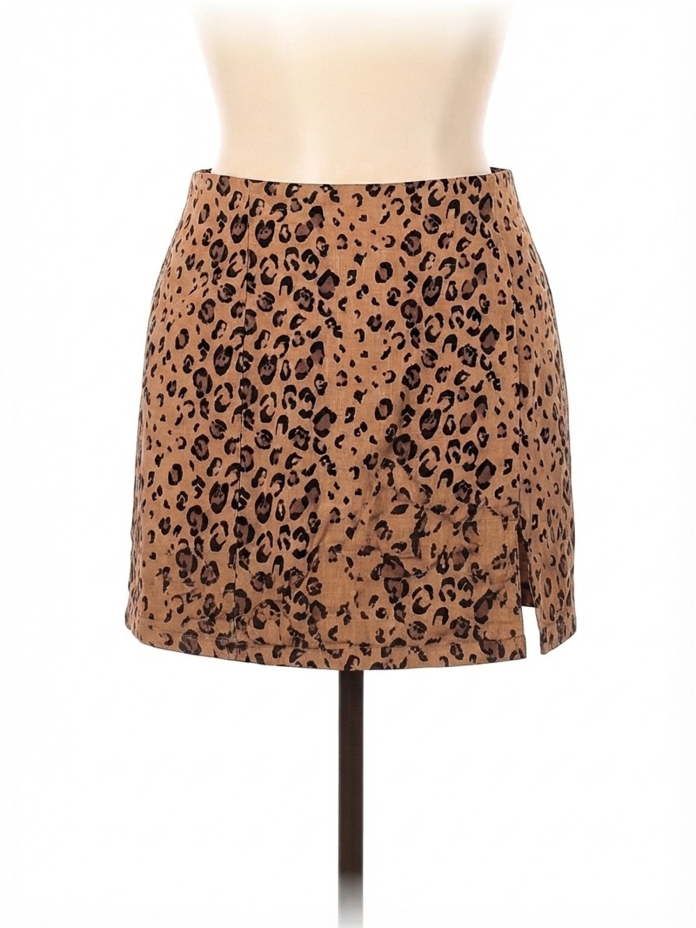 Reformation Cady Leopard Print Linen Mini Skirt Size 12